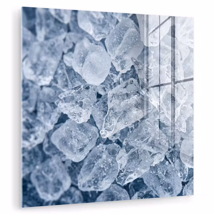 Tableau en verre - Glaçons - Eau - Bleu — 1