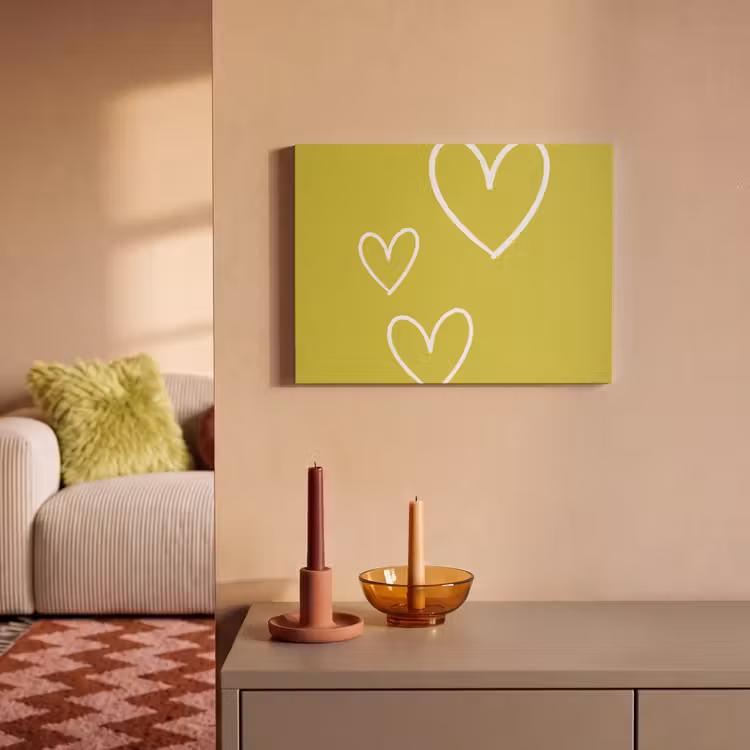Tableau acoustique - Vert - Cœurs - Blanc — 2