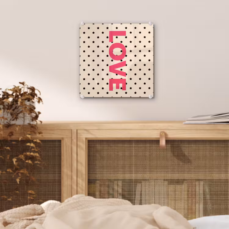 Tableau en verre - Amour - Points - Rose — 5