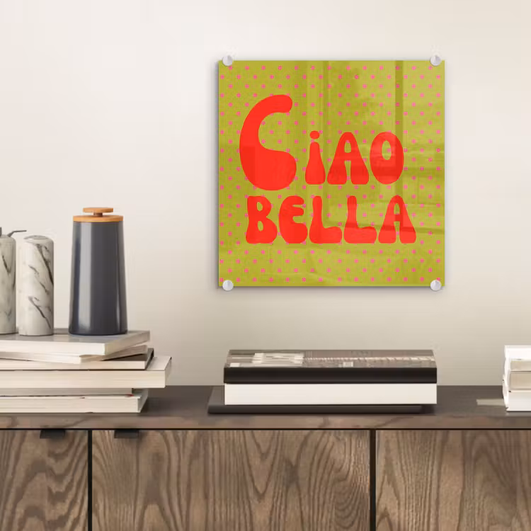 Tableau en verre - Ciao bella - Rouge - Vert - Points — 2