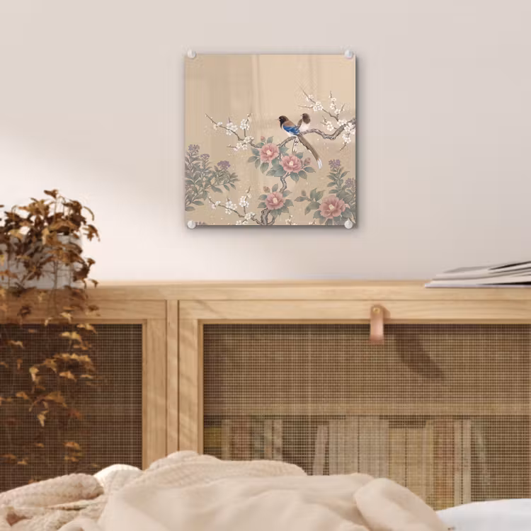 Tableau en verre - Fleurs - Oiseaux - Fleurs — 5