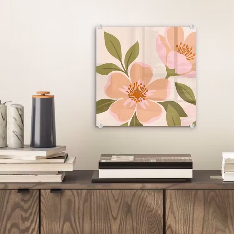 Tableau en verre - Graphique - Fleurs - Rose — 2