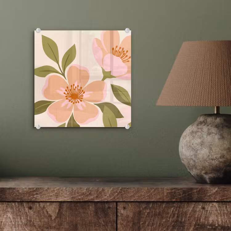 Tableau en verre - Graphique - Fleurs - Rose — 4
