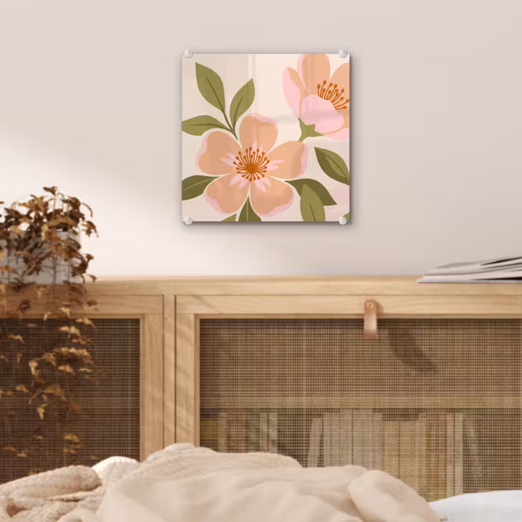 Tableau en verre - Graphique - Fleurs - Rose — 5