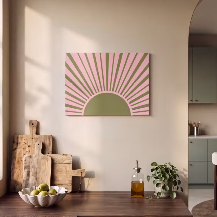 Tableau acoustique - Résumé - Rayons - Graphique - Rose - Vert — 3