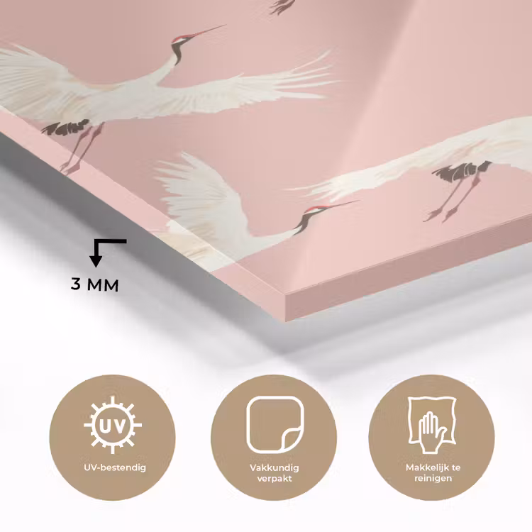Tableau en verre - Modern - Cranes - Pink — 3