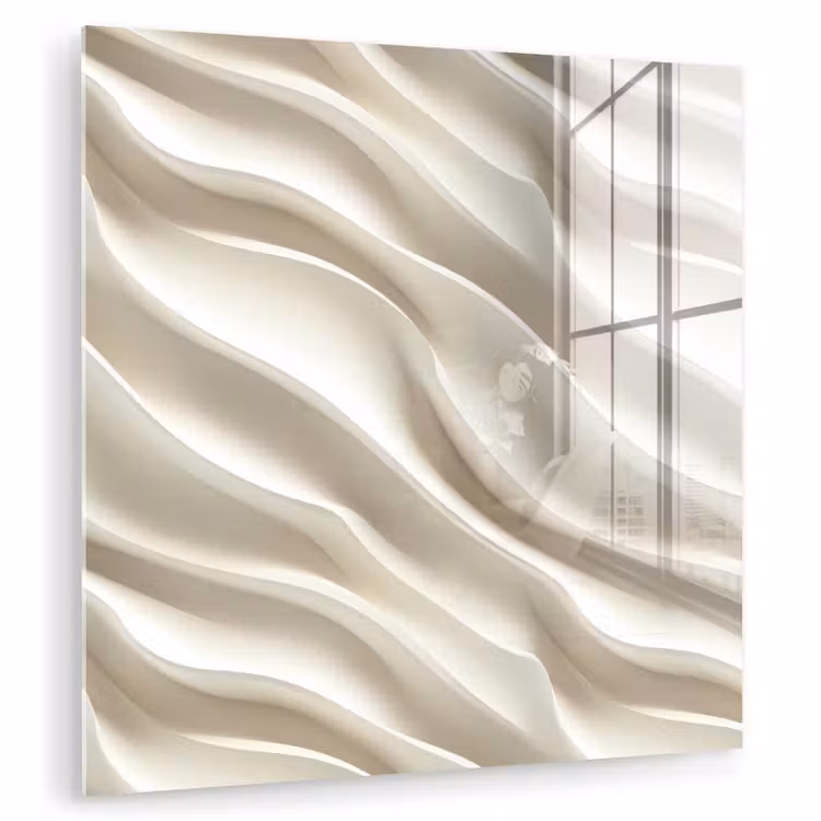 Tableau en verre - Diagonal - Vagues - Crème — 1