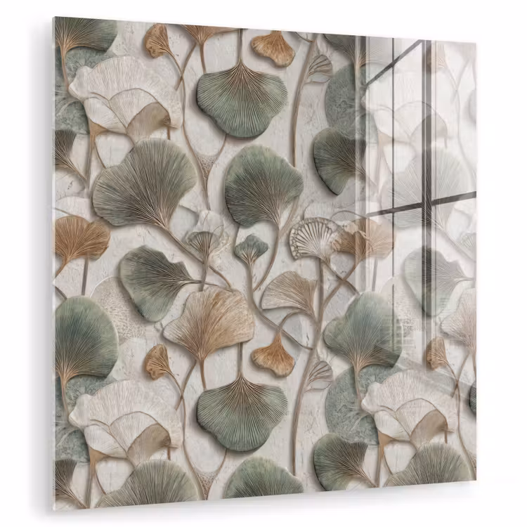Tableau en verre - Elégant - Feuillu - Vert — 1
