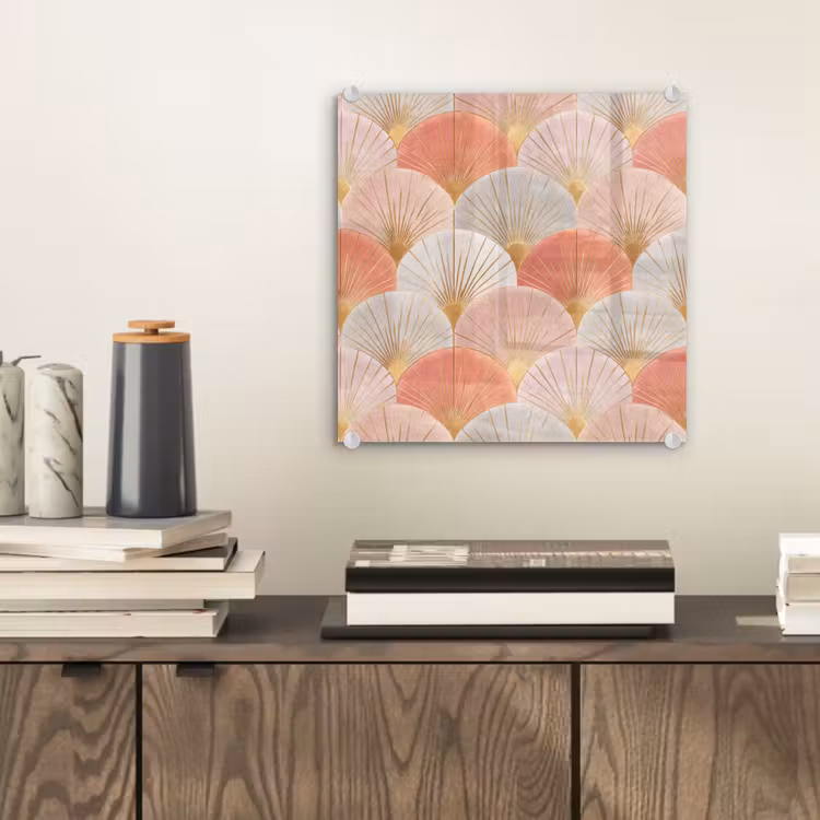 Tableau en verre - Eventails - Or - Rose — 2