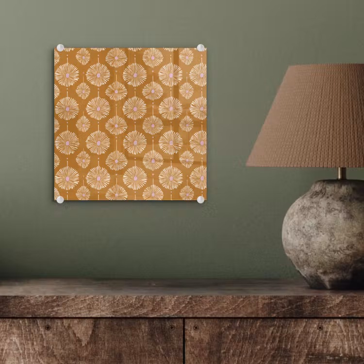 Tableau en verre - Fleurs - Moderne - Ocre — 4