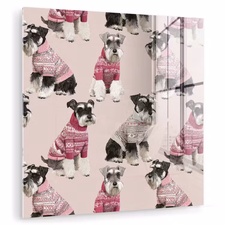 Tableau en verre - Chiens - Pulls - Rouge — 1
