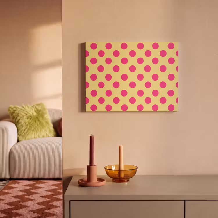 Tableau acoustique - Rose - Points - Jaune — 2