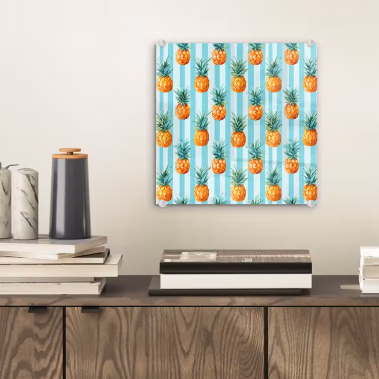 Tableau en verre - Ananas - Rayures - Vert — 2