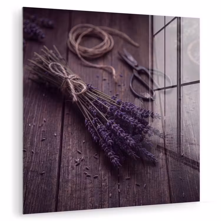 Tableau en verre - Fleurs - Rustique - Violet — 1