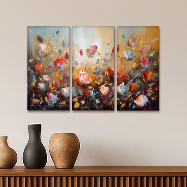 Tableau multi-panneaux - Fleurs - abstrait - coloré — 3