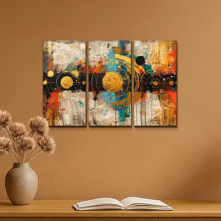 Tableau multi-panneaux - Abstrait - Or - Formes — 5