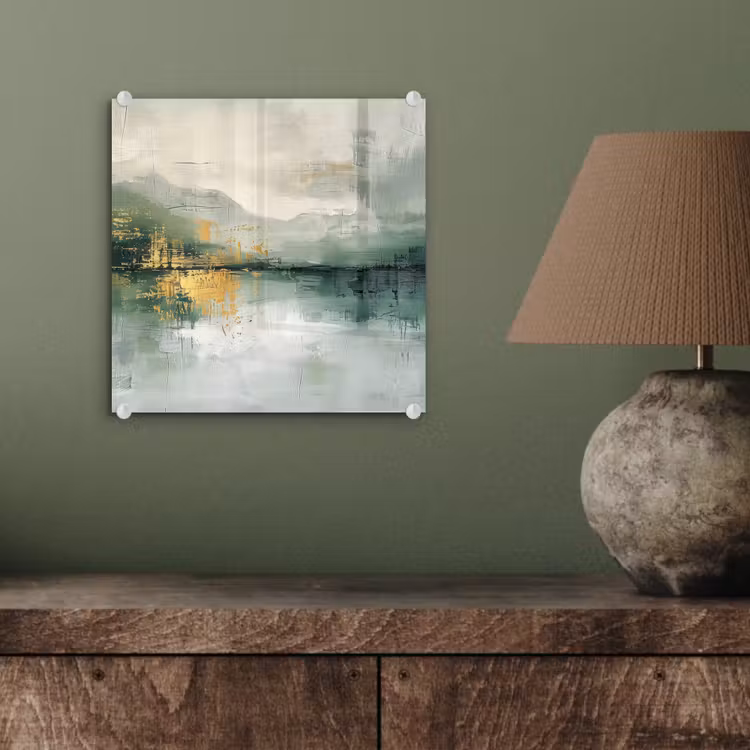 Tableau en verre - Vert - Moderne - Abstrait - Or — 4