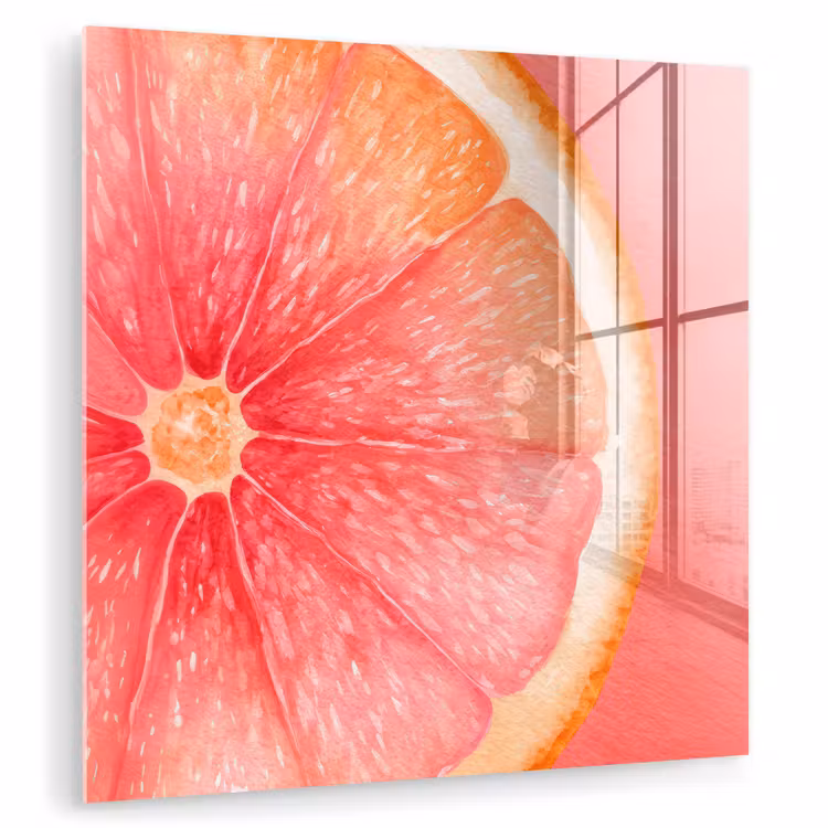 Tableau en verre - Pamplemousse - Rose - Vif — 1