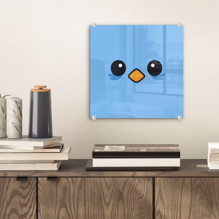 Tableau en verre - Oiseau - Bleu - Simple — 2