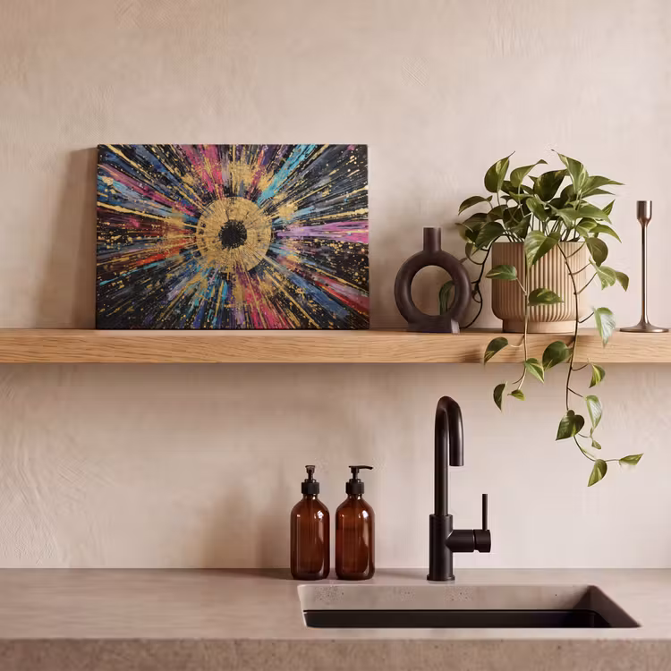 Tableau sur toile - Explosion - Or - Coloré - Abstrait — 2