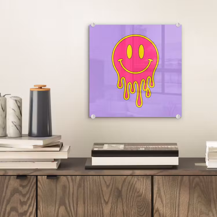 Tableau en verre - Smiley - Drip - Neon — 2