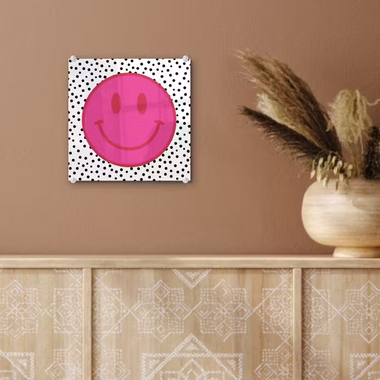 Tableau en verre - Smiley - Rose - Points — 6