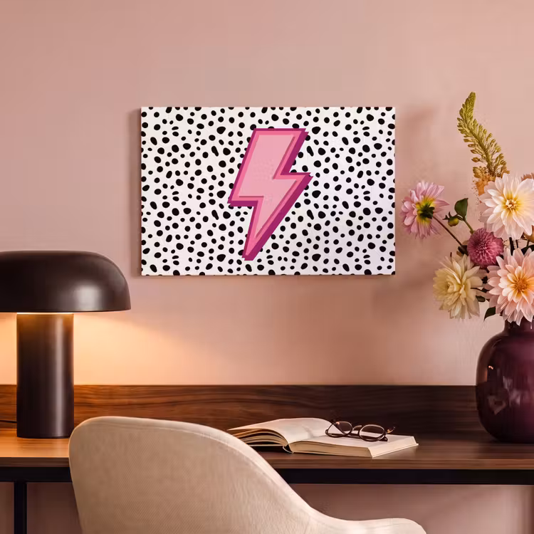 Tableau sur toile - Éclair - Rose - Points — 3