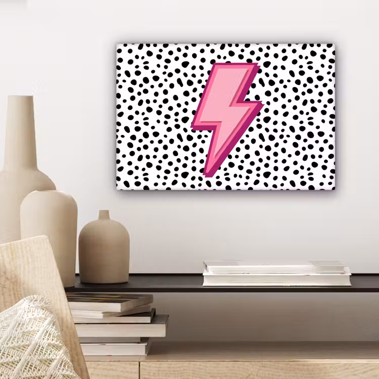 Tableau sur toile - Éclair - Rose - Points — 4