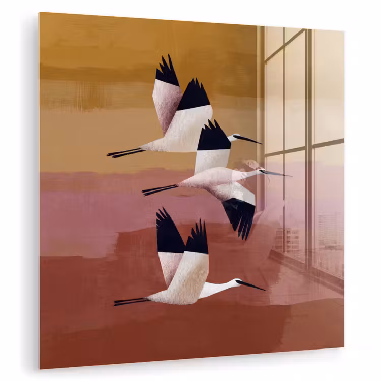 Tableau en verre - Oiseaux - Bec - Abstrait — 1