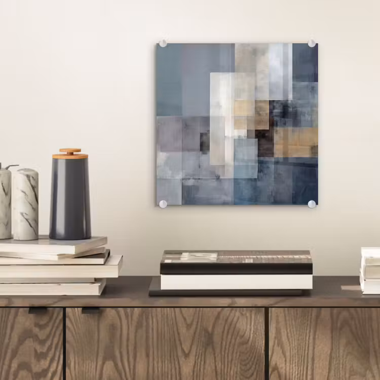 Tableau en verre - Rectangles - Abstrait - Bleu — 2