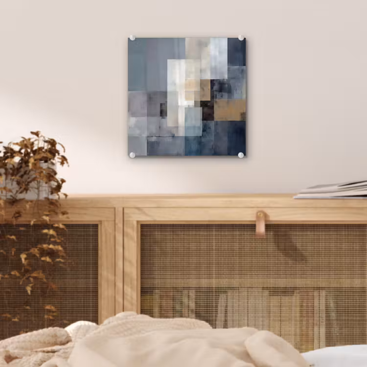 Tableau en verre - Rectangles - Abstrait - Bleu — 5