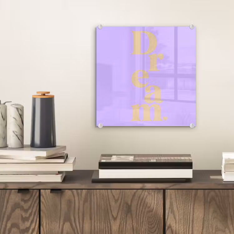 Tableau en verre - Rêve - Violet - Typographique — 2
