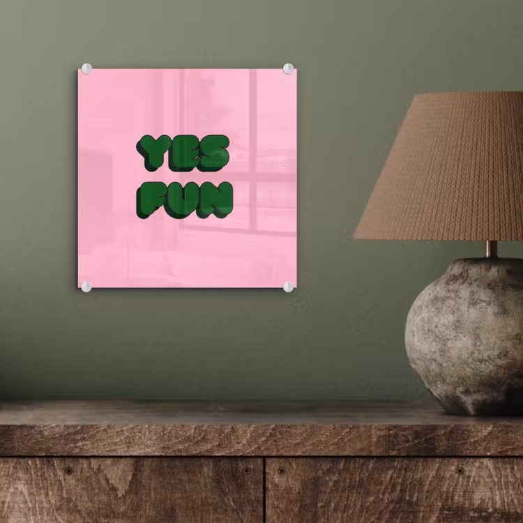 Tableau en verre - Oui fun - Vert - Rose — 4