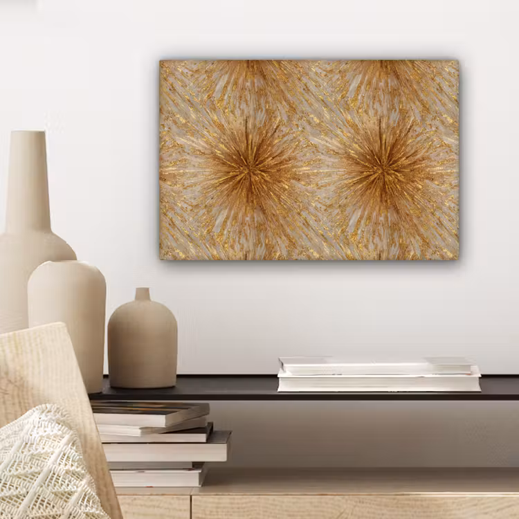 Tableau sur toile - Explosion - Abstrait - Or - Blanc — 4