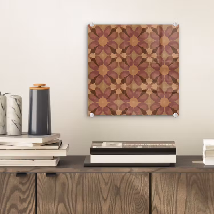 Tableau en verre - Retro - Fleurs - Marron — 2