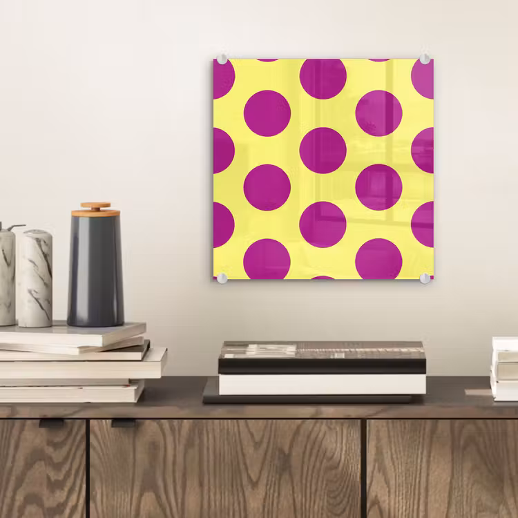 Tableau en verre - Points - Classique - Jaune — 2