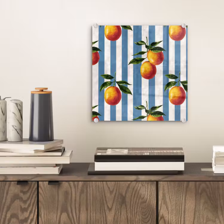 Tableau en verre - Rayures - Citron - Bleu — 2