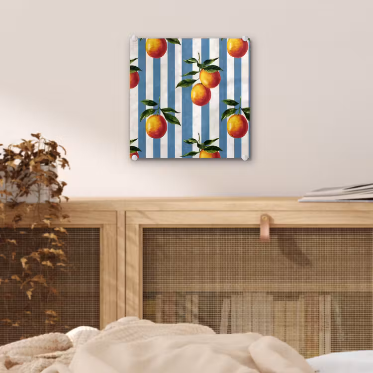 Tableau en verre - Rayures - Citron - Bleu — 5