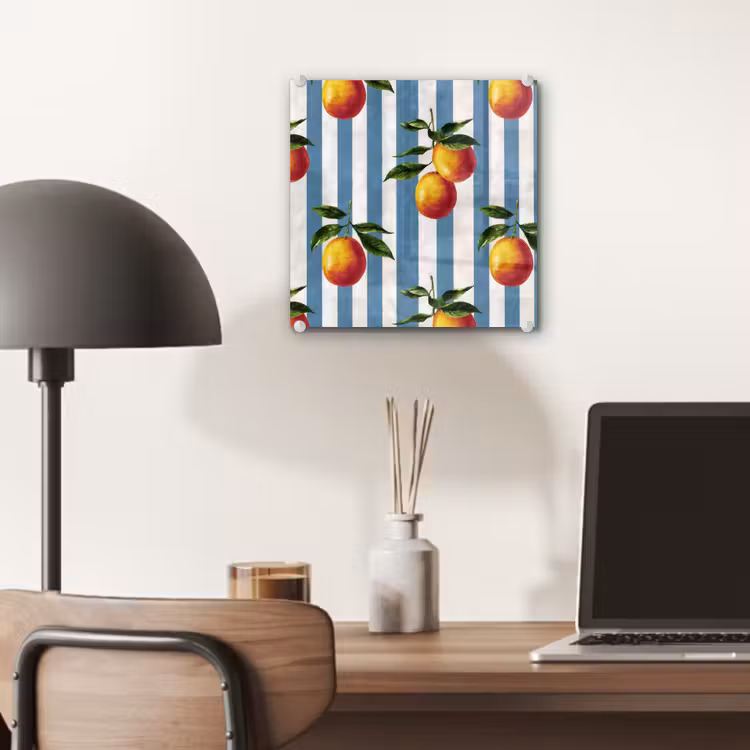 Tableau en verre - Rayures - Citron - Bleu — 7