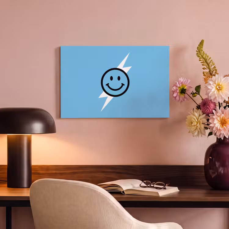 Tableau sur toile - Smiley - Bleu - Eclair — 3