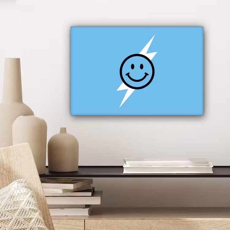 Tableau sur toile - Smiley - Bleu - Eclair — 4