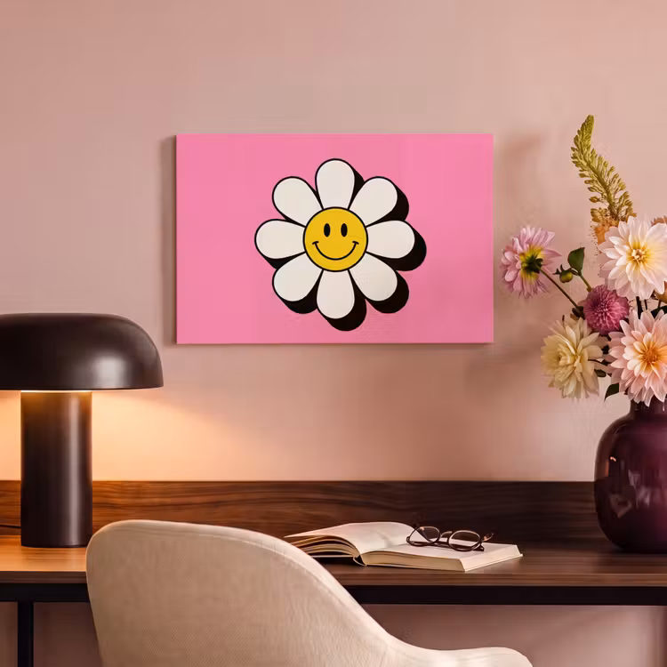 Tableau sur toile - Smiley - Fleur - Rose — 3