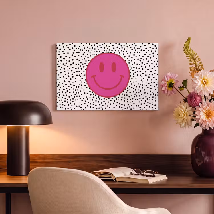Tableau sur toile - Smiley - Rose - Points — 3
