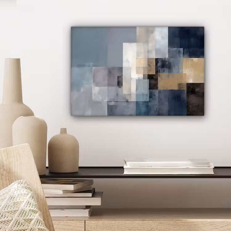 Tableau sur toile - Rectangles - Abstrait - Bleu — 4