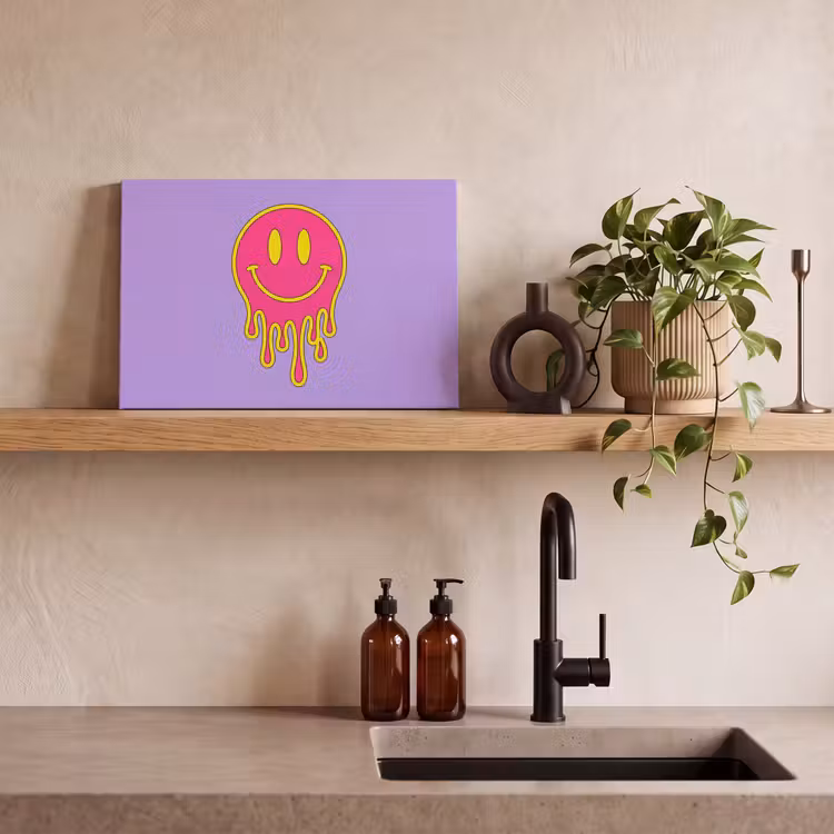 Tableau sur toile - Smiley - Drip - Neon — 2