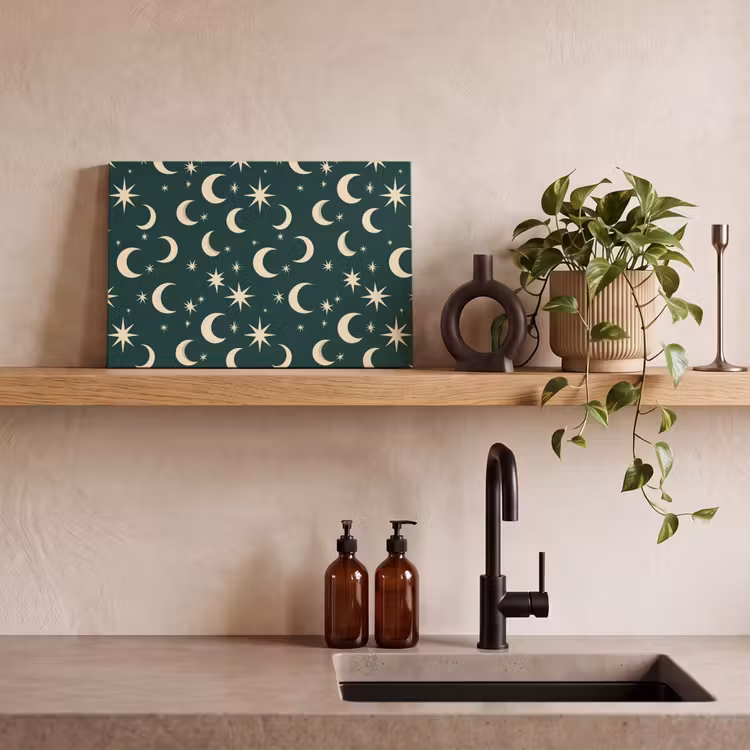 Tableau sur toile - Lunes - Étoiles - Vert — 2