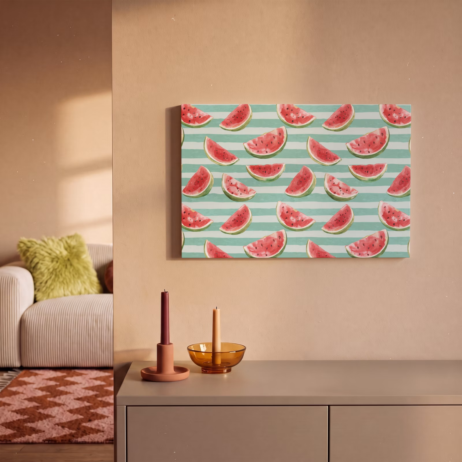 Tableau sur toile - Pastèque - Rayures - Vert — 1