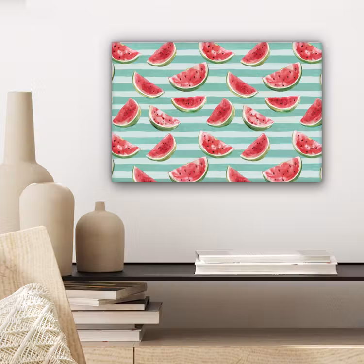 Tableau sur toile - Pastèque - Rayures - Vert — 4
