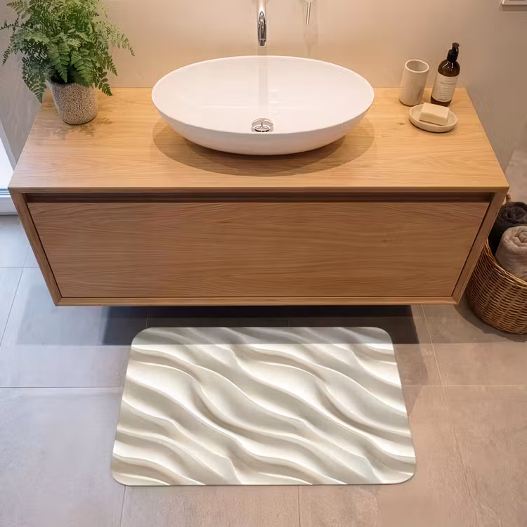 Tapis de bain- Diagonal - Vagues - Crème — 2