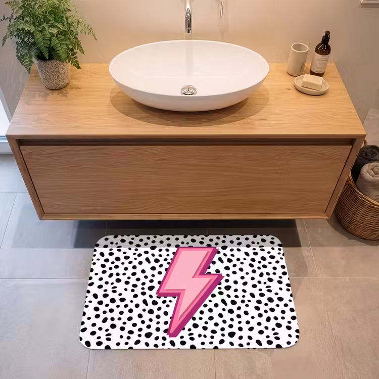 Tapis de bain- Éclair - Rose - Points — 2